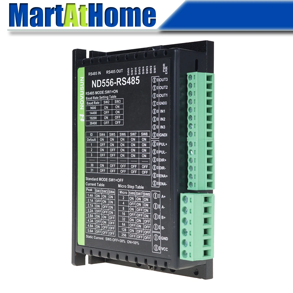 

CNC Stepper Motor Driver ND556-RS485 Input 12V~48V DC Output Max. 5.6A up to 1MHz Support Pulse/Direction Control