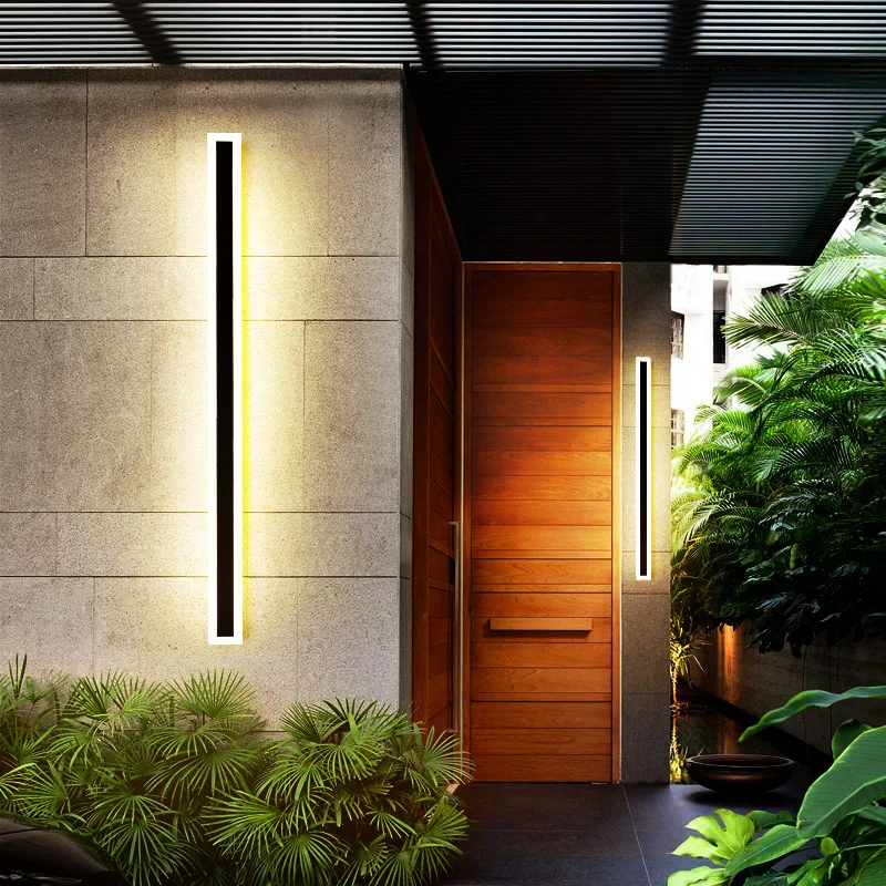 Outdoor Long Strip LED Wall Lamp IP65 Waterproof Corridor Porch Decoration For Garden Villa The Door Courtyard Balcony 110V 220V