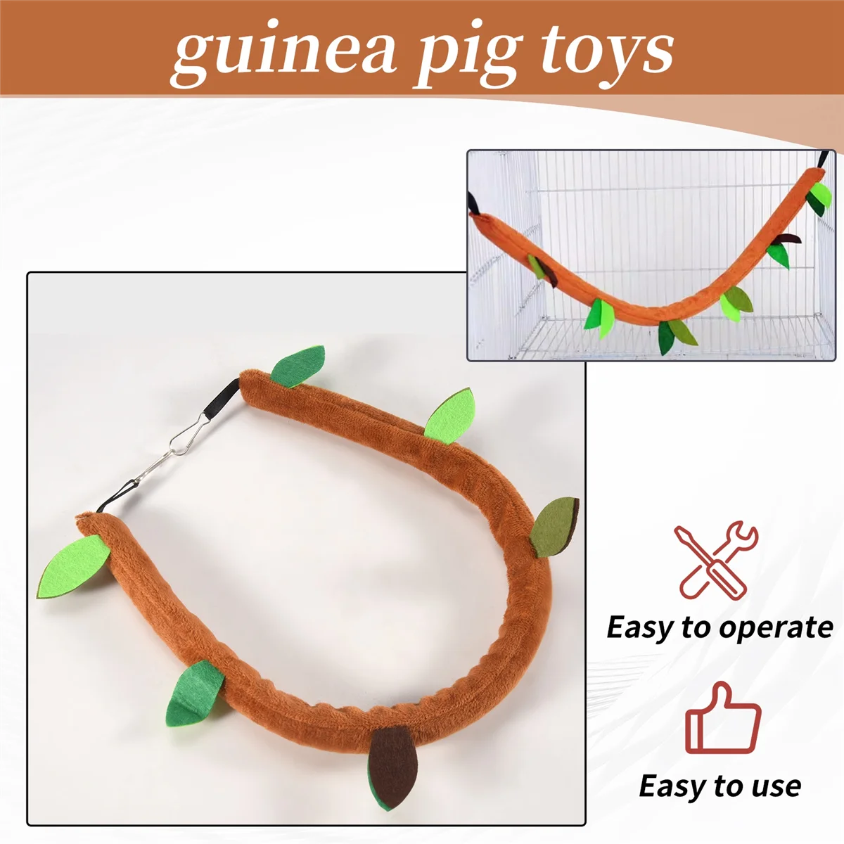 Reliable! 5Pcs Hamster Sugar Glider Hanging Cage Accessories Set Leaf Wood Design Small Animal Hammock Channel Ropeway Swing