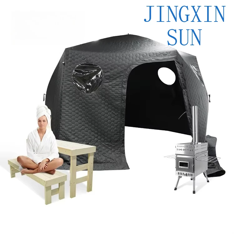 Large Portable Sauna Tent for 8 Person  , 420D Oxford Outdoor Sauna Tent and Wood Stove Package with Rocks