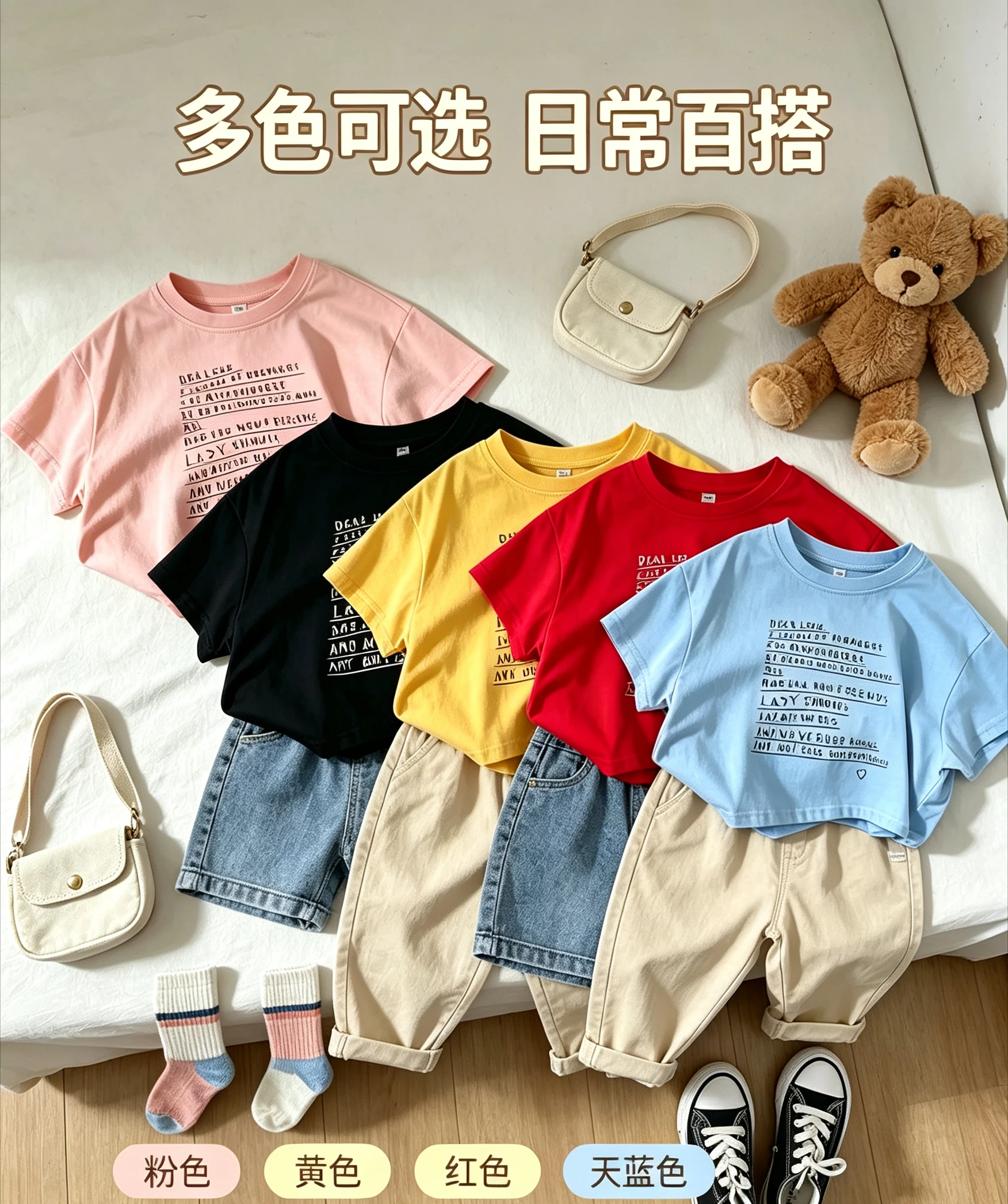 Undershirt Crew Neck - Детская высококачественная универсальная футболка-пуловер с буквенным
