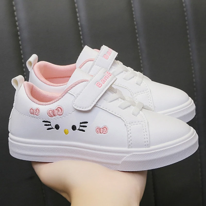 Kid Casual Board Shoes Girls Cute Patterned Flat Shoes Outdoor Children Riding Jogging Sneakers Students Hiking Breathable Shoes