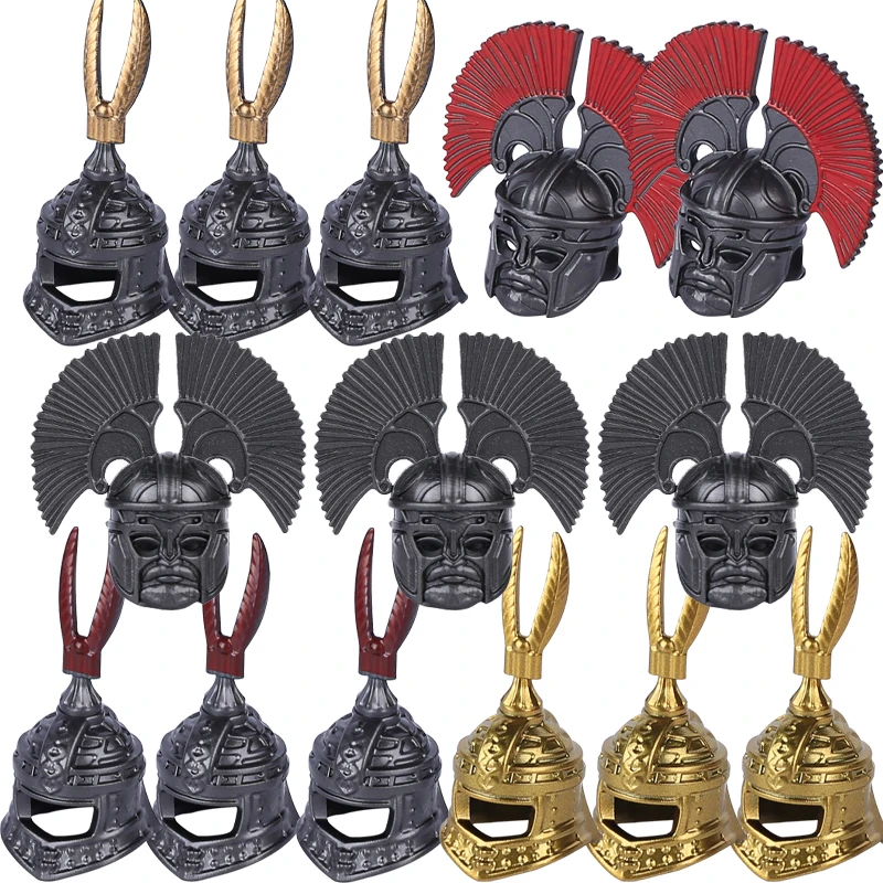 

Medieval Military Helmet Accessories Building Blocks Castle Rome Knights Soldier Figures Head Hat DIY Weapon Bricks Toys Gifts
