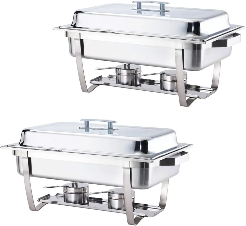 70012-Gray Dinnerware Set 2 Pack 8QT Chafing Dish High Grade Stainless Steel Chafer Complete Set, 8 Qt, Alpine Gray Handle