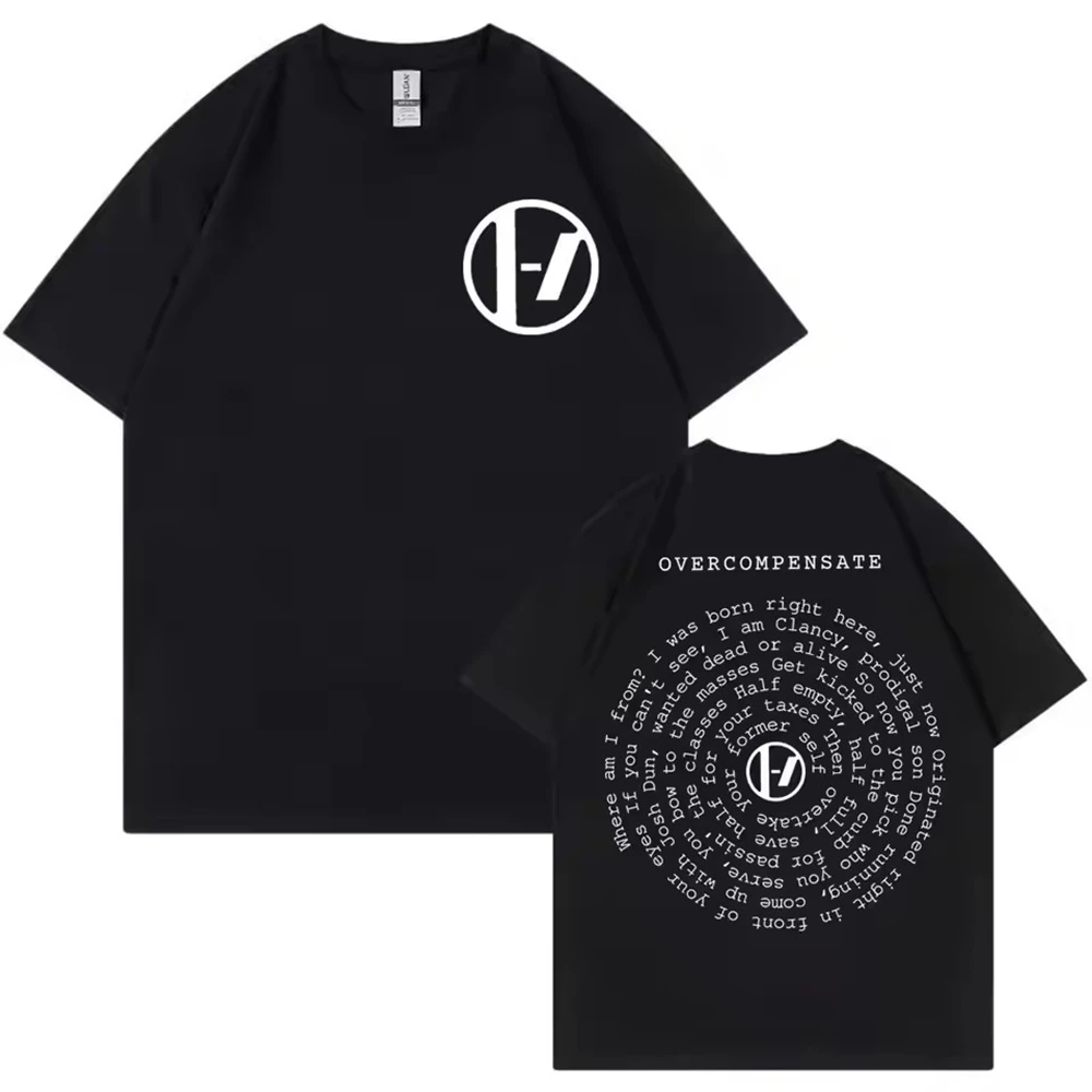 Twenty One Pilots Overcompensate Lyric Men Clothing Tee Shirt Homme New short sleeve Round Neck Printing Pullover T-shirt 50416