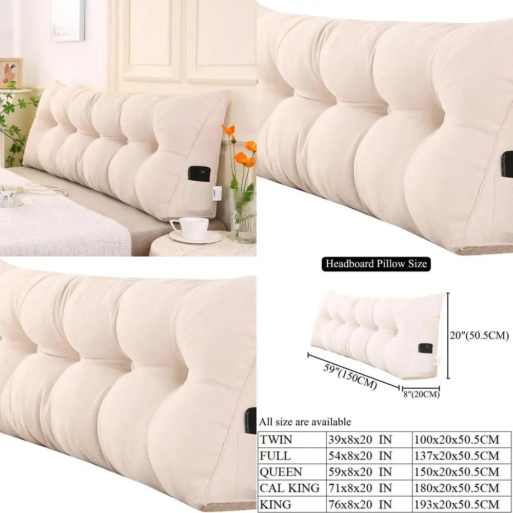 

Треугольная подушка размера Queen — большая подушка со съемным чехлом для сидения и поддержки спины кровати