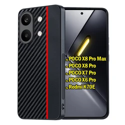 Funda for POCO X6 Pro X7 X8 Pro Max Redmi K70E Case Carbon Fiber Texture PU Leather Protection Cover Capa