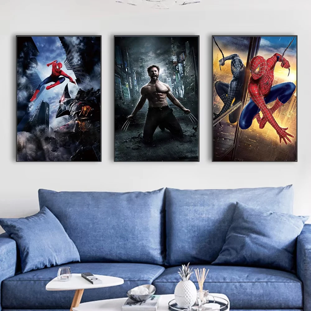 مينيسو مارفل الأبطال الخارقين المنتقمون الرجل العنكبوت الرجل الحديدي صالون غرفة نوم ديكور الفن الملصقات جدار جدارية قماش اللوحة الطباعة