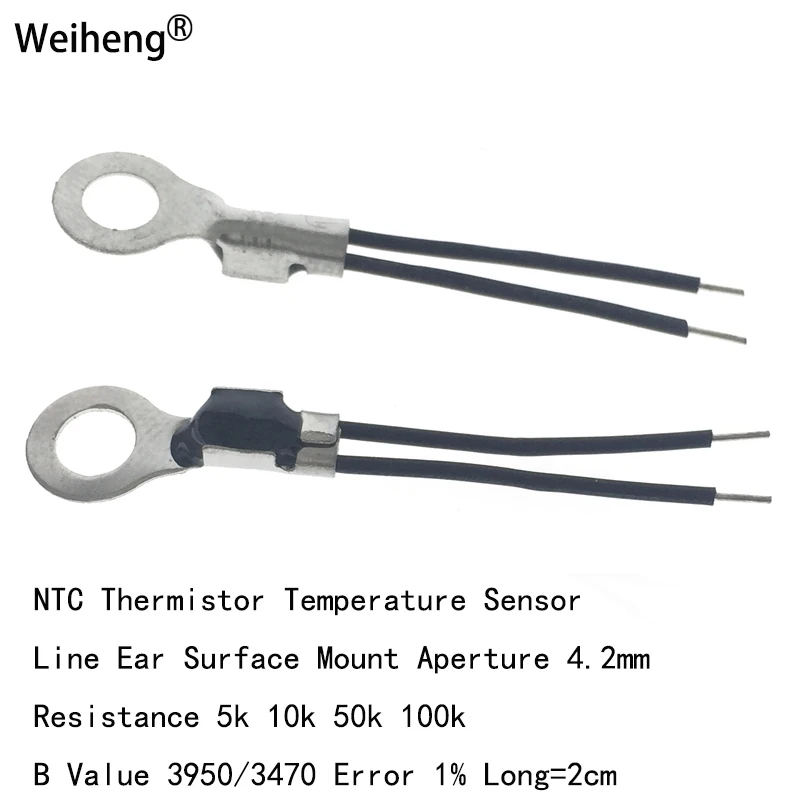 50pcs NTC Thermistor Surface Mount Aperture 4.2mm Probe Fixed Head 10K 50K 100K  Long 2cm Tin Temperature Sensor