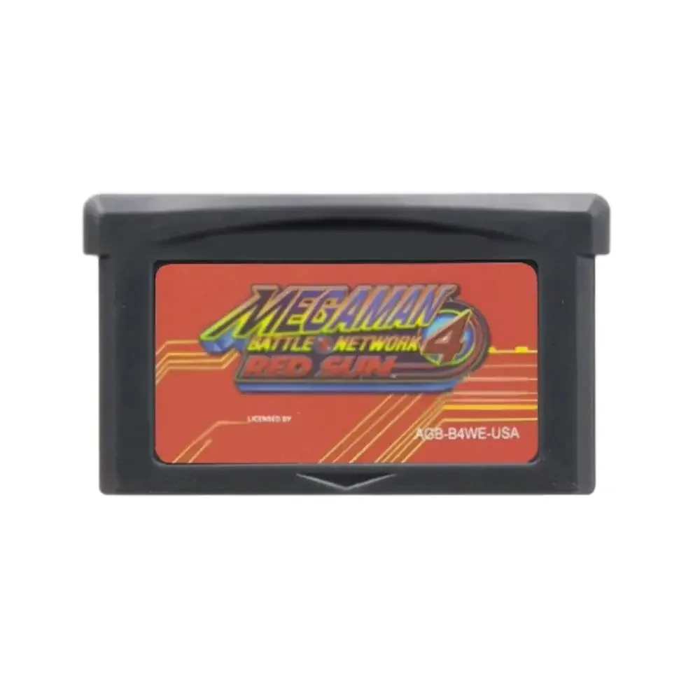 Cartucho de jogo gba 32 bits vídeo mega man gba cartão de console de jogo zero 1-4 sol vermelho lua azul para gba