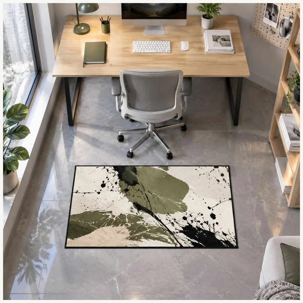 VIKAMA Abstract Splatter Ink Door Mat, Water Absorbent Non Slip Flannel Rug, Artistic Floor Mat for Garden Room, Snug, Landing