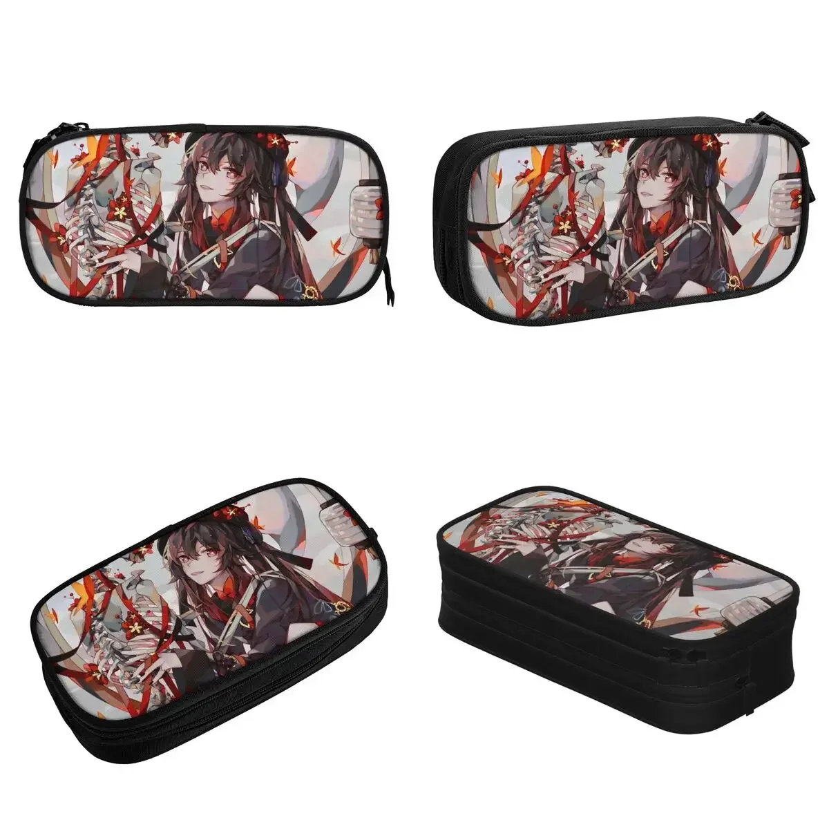 Deadly Smile Hu Tao Genshin Impact Pencil Case Kawaii Girl Pencil Pouch Pen Box Girls Boys Large Storage Bags School Supplies