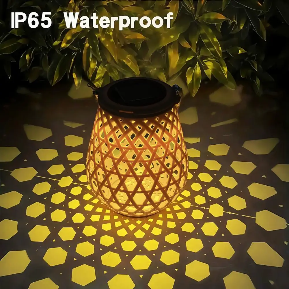 Solar Lanterns Waterproof Imitation Rattan Hollow‑Weave Solar Hanging Lamp Outdoor Garden Patio Tree Decor Light