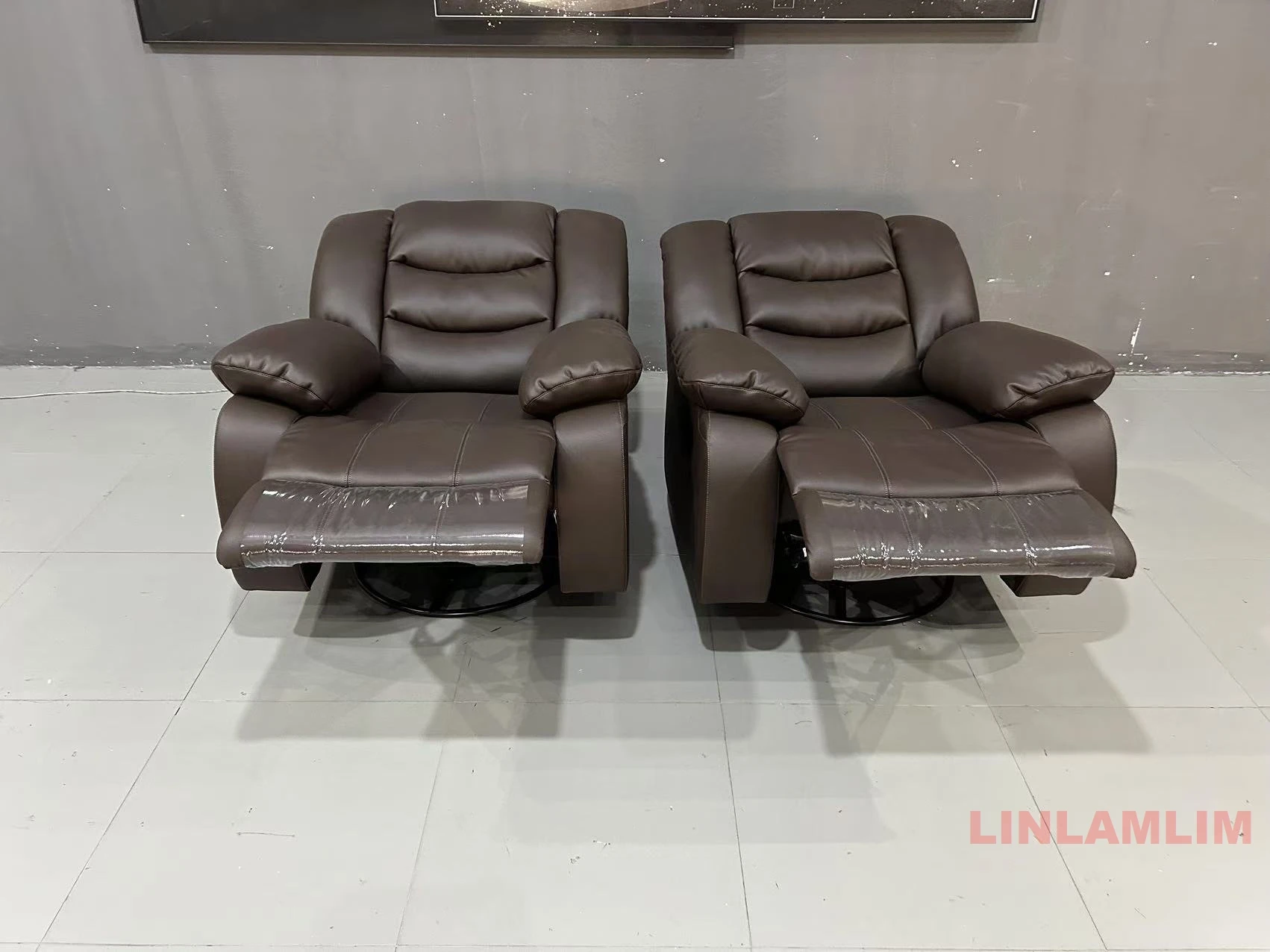 MANBAS Modern manual Recliner Sofa Chair, Comfortable  Genuine Leather Home Theater Seating, Cinema Reclining Chairs Living Room