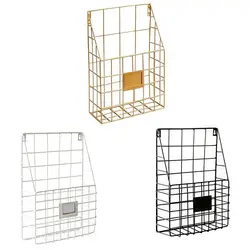 Wire Basket Wall Mount Magazine Folder Wall Mounted File Organizer Holder for Office Home Work Organizing Display Files