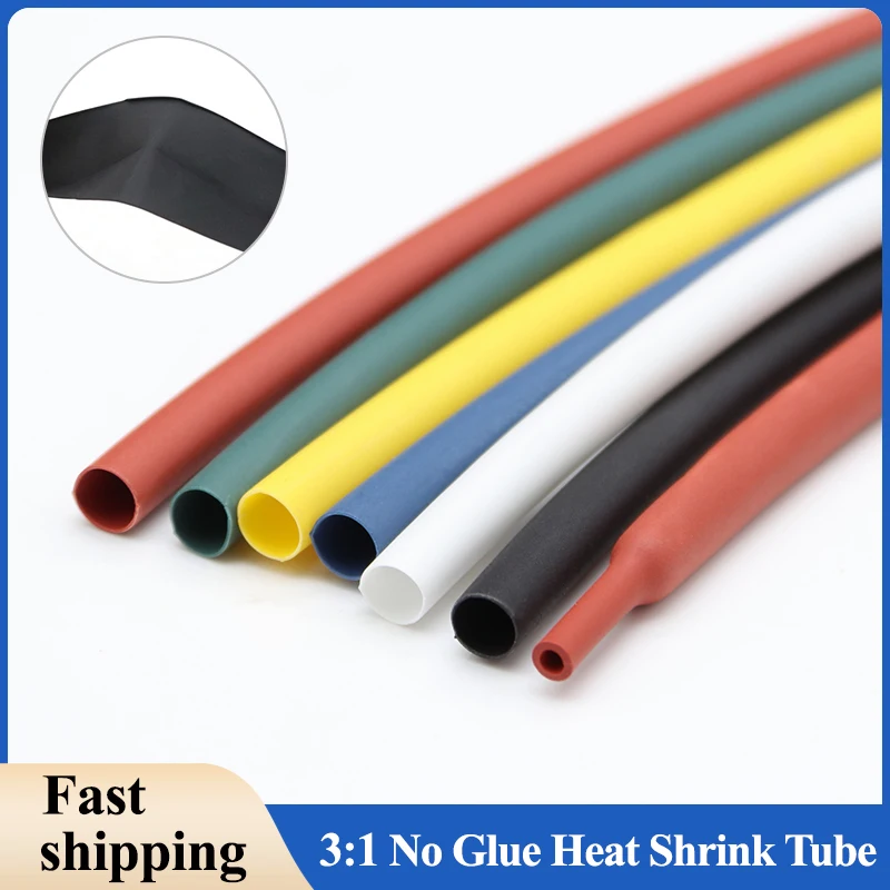 1m - 50m 3:1 Heat Shrink Tube No Glue Dia 1.5/3/4.5/6/9/12/15/18mm Polyolefin Insulated Waterproof Protection Lined Cable Sleeve