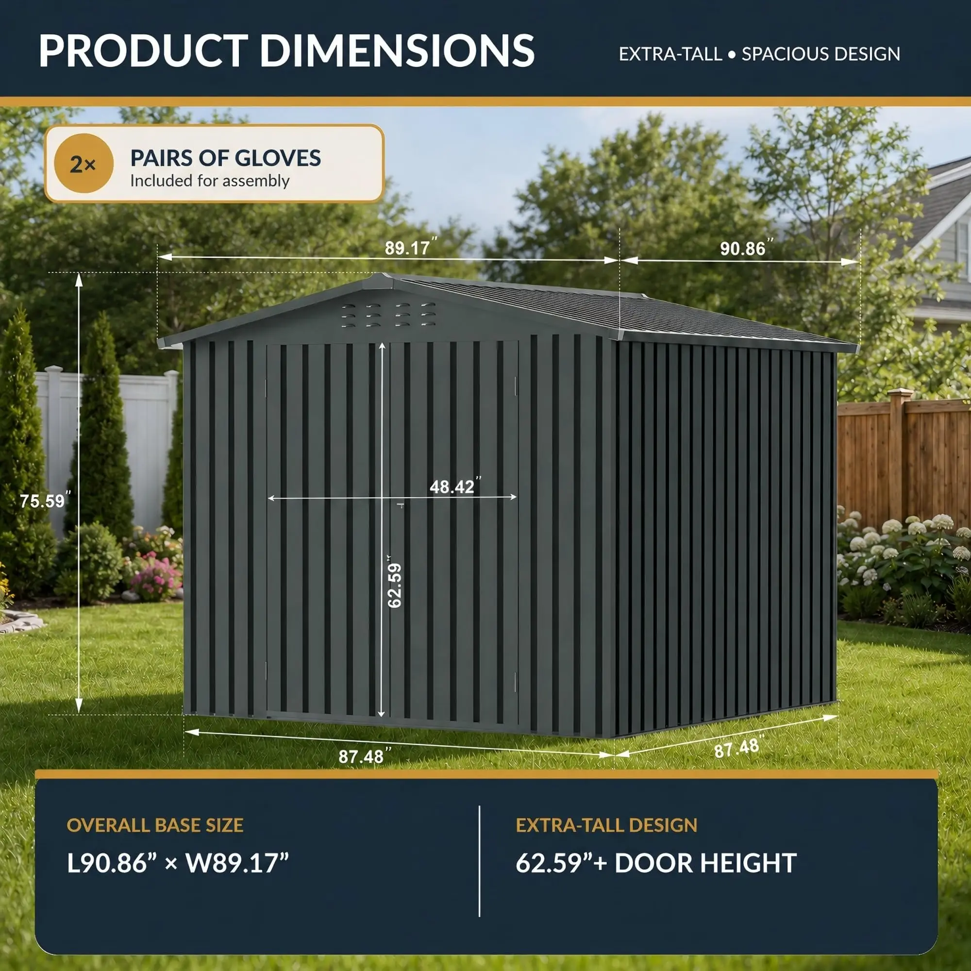 8x8 FT Outdoor Metal Storage Shed with Lockable Doors and Upgraded Frame,Garden Sheds with Sloped Roof for Backyard