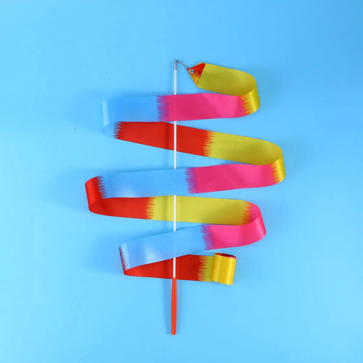 3Pcs 4 Meter Colorful Rhythmic Ribbons Smooth Cloth Gym Streamers with Lightweight Handles Dance Training Marching