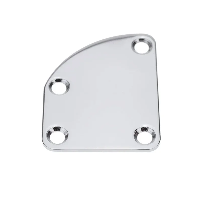 Universal Guitar Neck Plate with 4 Mounting Screws Deluxe Style Chrome Finish 4-bolt Neck Plate for Electric Guitar