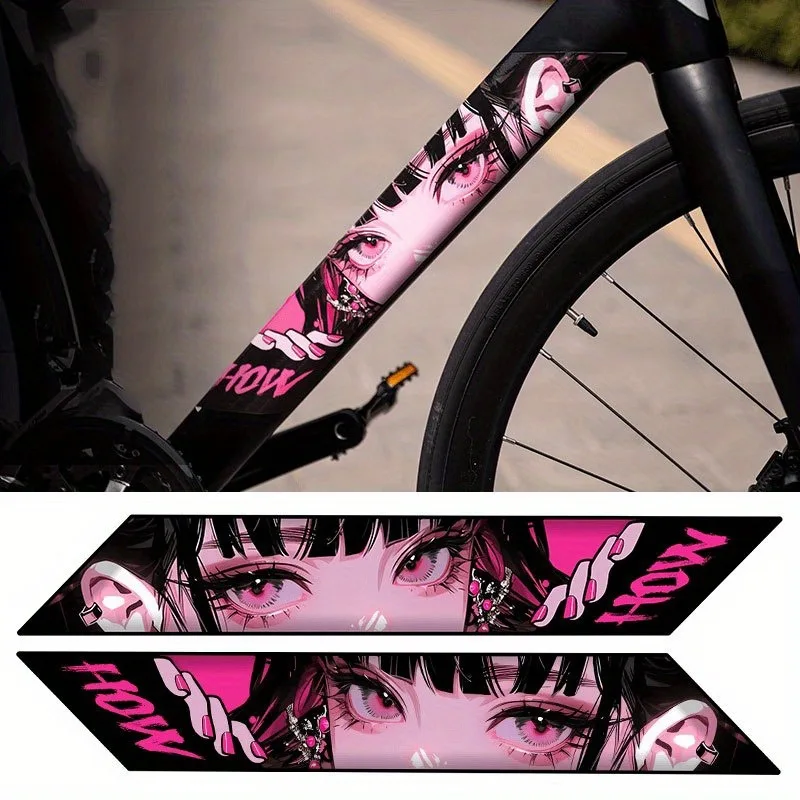 

2Pcs Anime Eye Stickers, Waterproof UV Protected PVC Decals, Durable Decor for Motorcycle Road Bike Frame