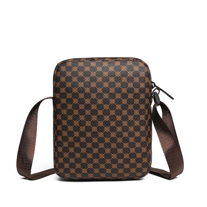 Men's and Women's Retro Casual Single-Shoulder Adjustable Strap Check-Print Bag Suitable for Daily Use, Crossbody Bag