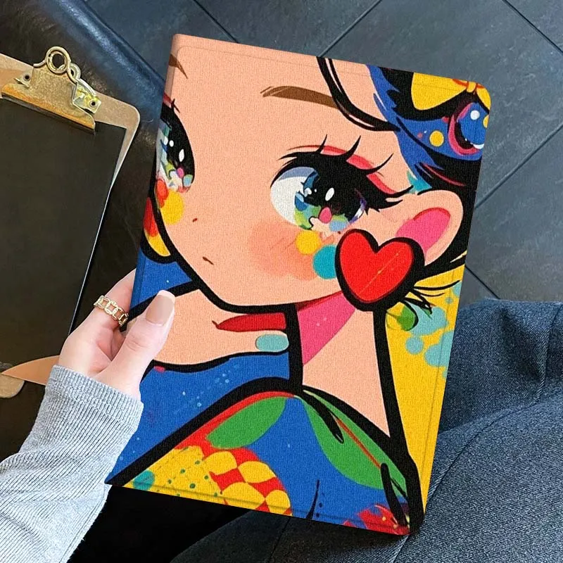 capa-para-tablet-com-ilustracao-artistica-de-menina-para-ipad-pro-air-mini-11-1-2-3-4-5-6-7-7ª-geracao-129-13-79-83-m3-m4-polegadas