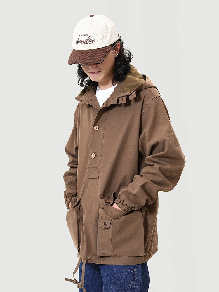 

MBBCAR Американская ретро-куртка из узкого денима с капюшоном, осенне-зимняя, хлопковая, в стиле рабочей одежды, молодежная, модная, свободного кроя, на одной пуговице