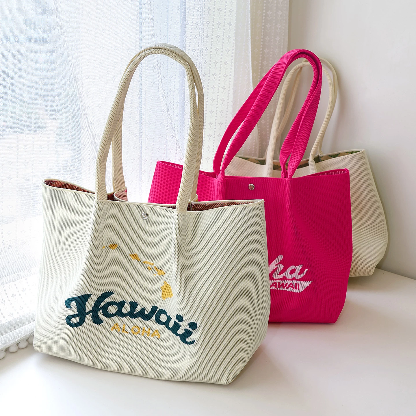 Bolso de mano tejido para mujer, con estampado hawaiano de flores de plumeria y piñas, de gran capacidad, para llevar al hombro, ideal para viajes, uso diario, la playa y para ir de compras.