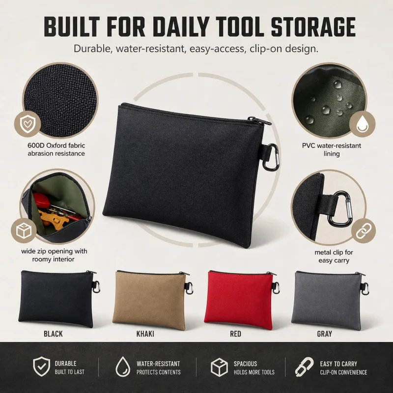Oxford cloth large-capacity tool bag with hardware hooks, scratch-resistant and wear-resistant, multifunctional portable zipper