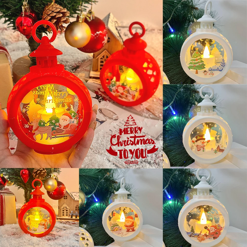 Adornos navideños para el hogar, linterna Led, velas de luz de té, adornos de árbol de Navidad, lámpara de alce de Papá Noel, regalo de Año Nuevo