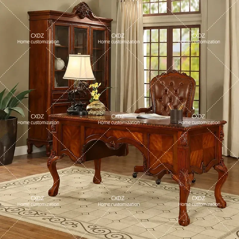 Solid Wood Computer Desk Home Office Writing Table Antique Study Furniture Workstation for Bedroom Living Room