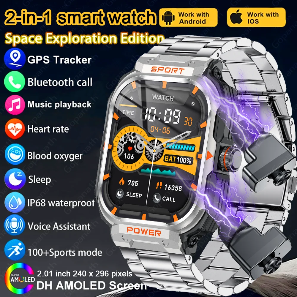 New 2 in 1 Smartwatch With Earbuds Watch TWS Bluetooth Earphone Heart Rate Blood Pressure Monitor Sport Fitness Watch For HUAWEI