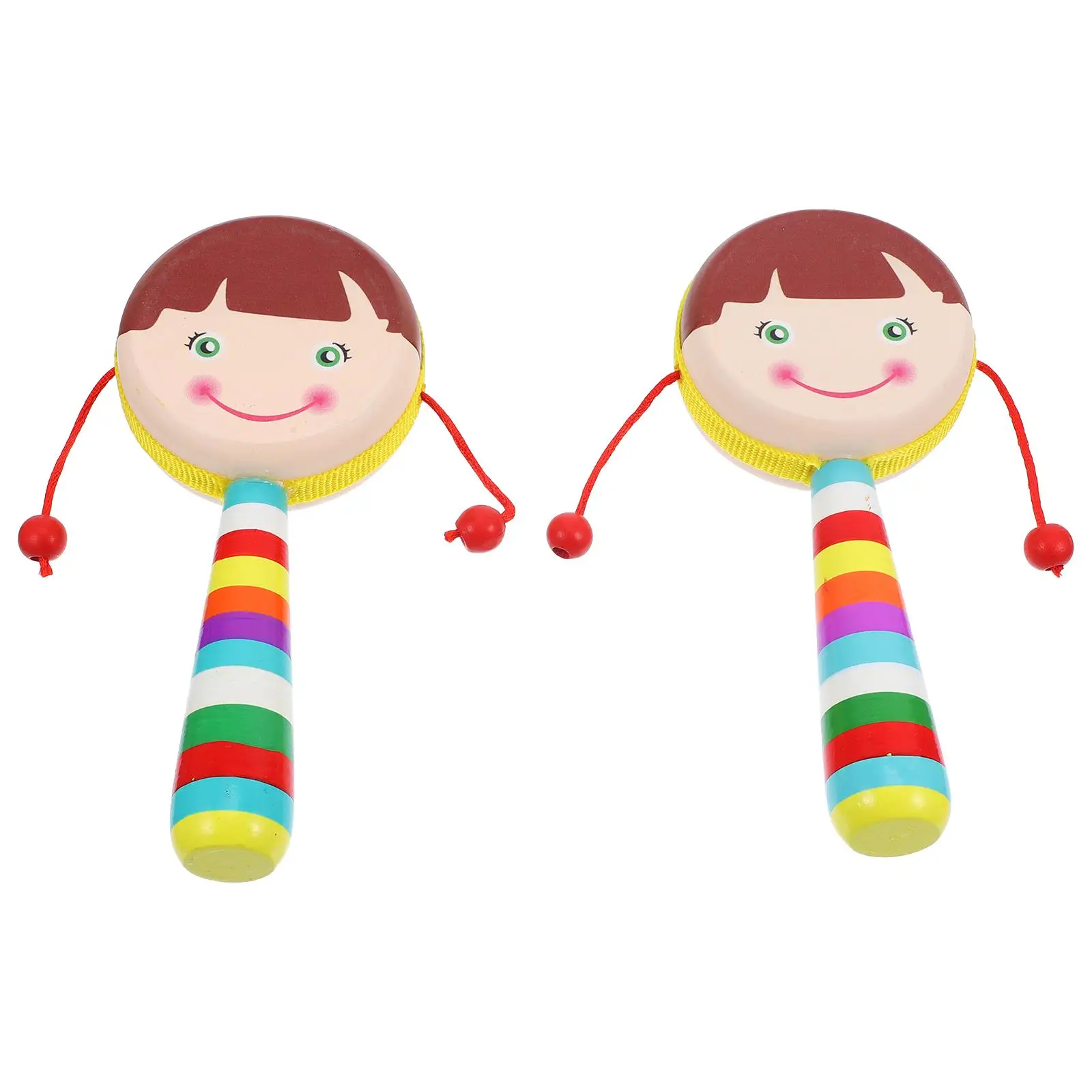 2Pcs Wooden H held held Shaker Cartoon Design Musical Kids Sensory Development Safe Material