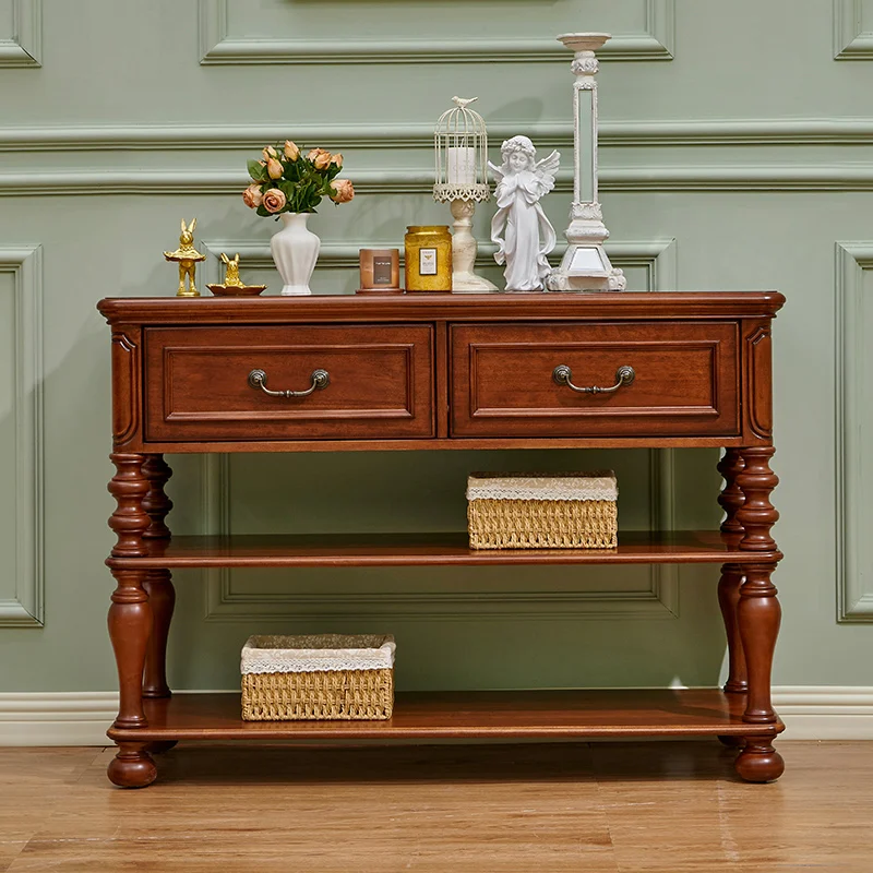 

American-style all-solid wood entrance table, corridor power head cabinet, entrance door, entrance storage table, European-style