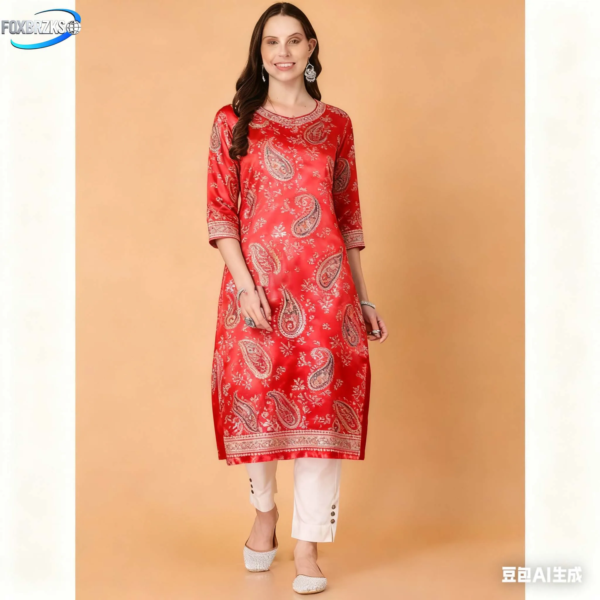 كورت كورت نسائي مسلم عصري ومريح مع زهور أنبوب مستقيم ونمط وطني Abito Donna Musulmana #6