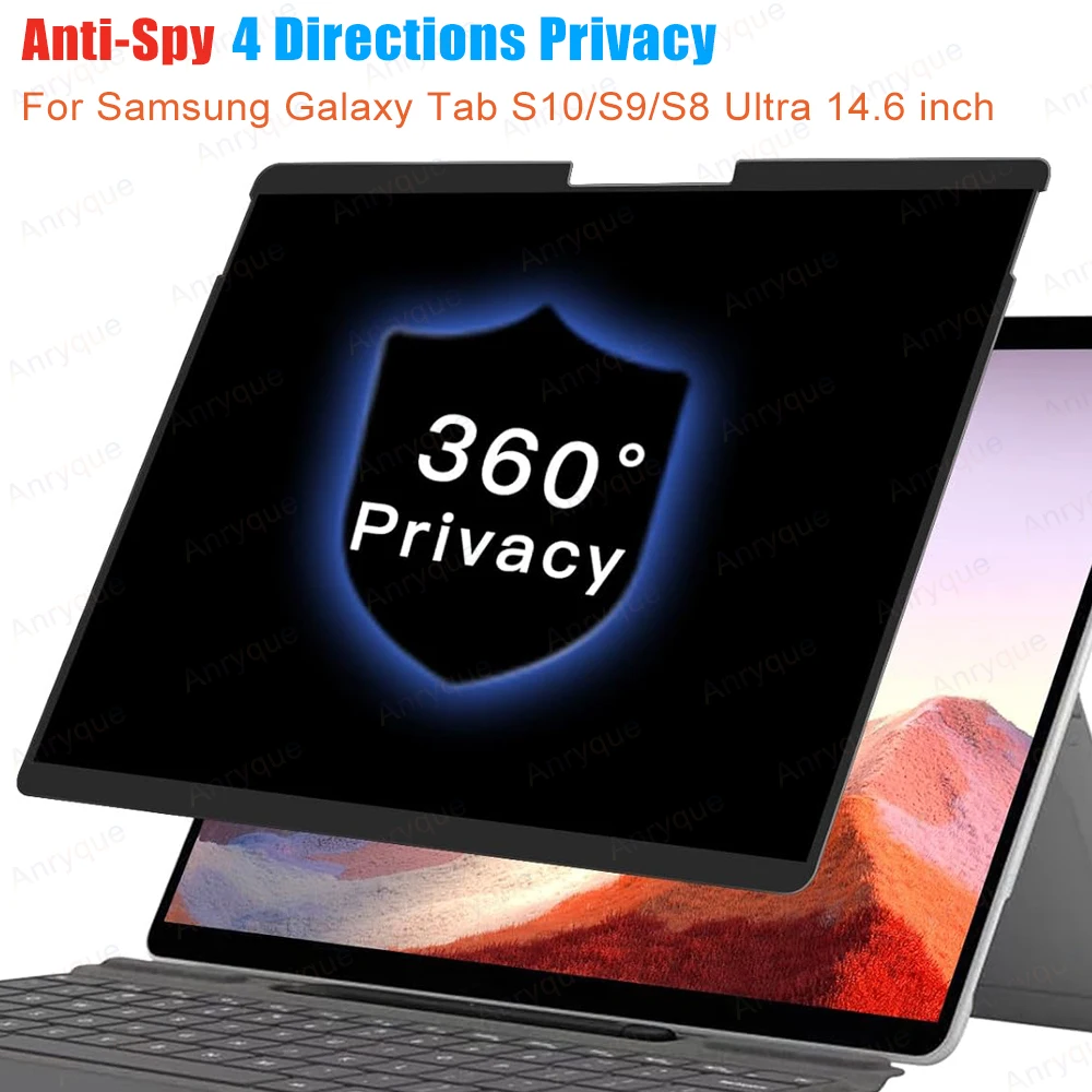 360° Privacy Screen Protector for Samsung Galaxy Tab S10/S9/S8 Ultra 14.6 Inch Soft PET Paper-feel Screen Film Anti Spy 4 Sides