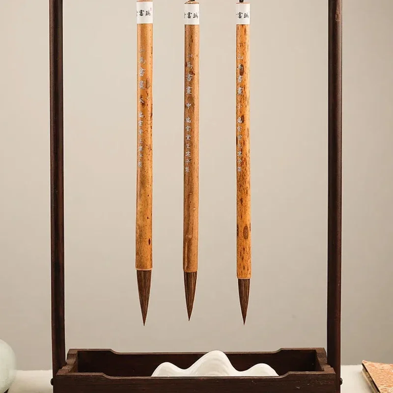 Zestaw pędzli do malarstwa chińskiego, pędzle do malowania krajobrazów, włosie z zającza, włosie końskie, pędzle dla początkujących, pędzle do kaligrafii w stylu regular running script, pisaki do kaligrafii.