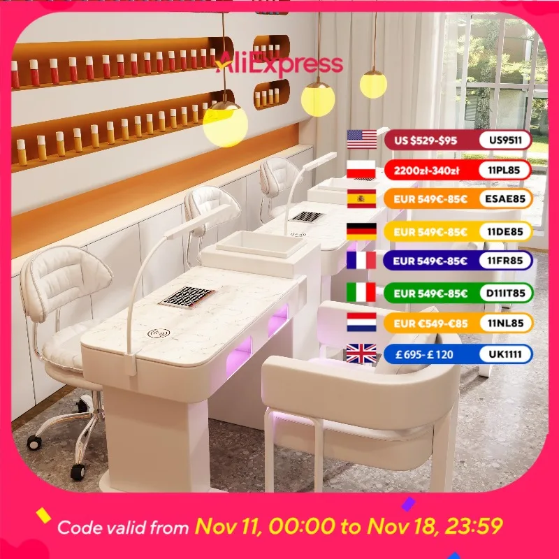 

Oficce Professional Nail Table Dust Collector Workstation Salon Nail Desk Beauty Design Luxury Mesa Para Manicurista Furniture