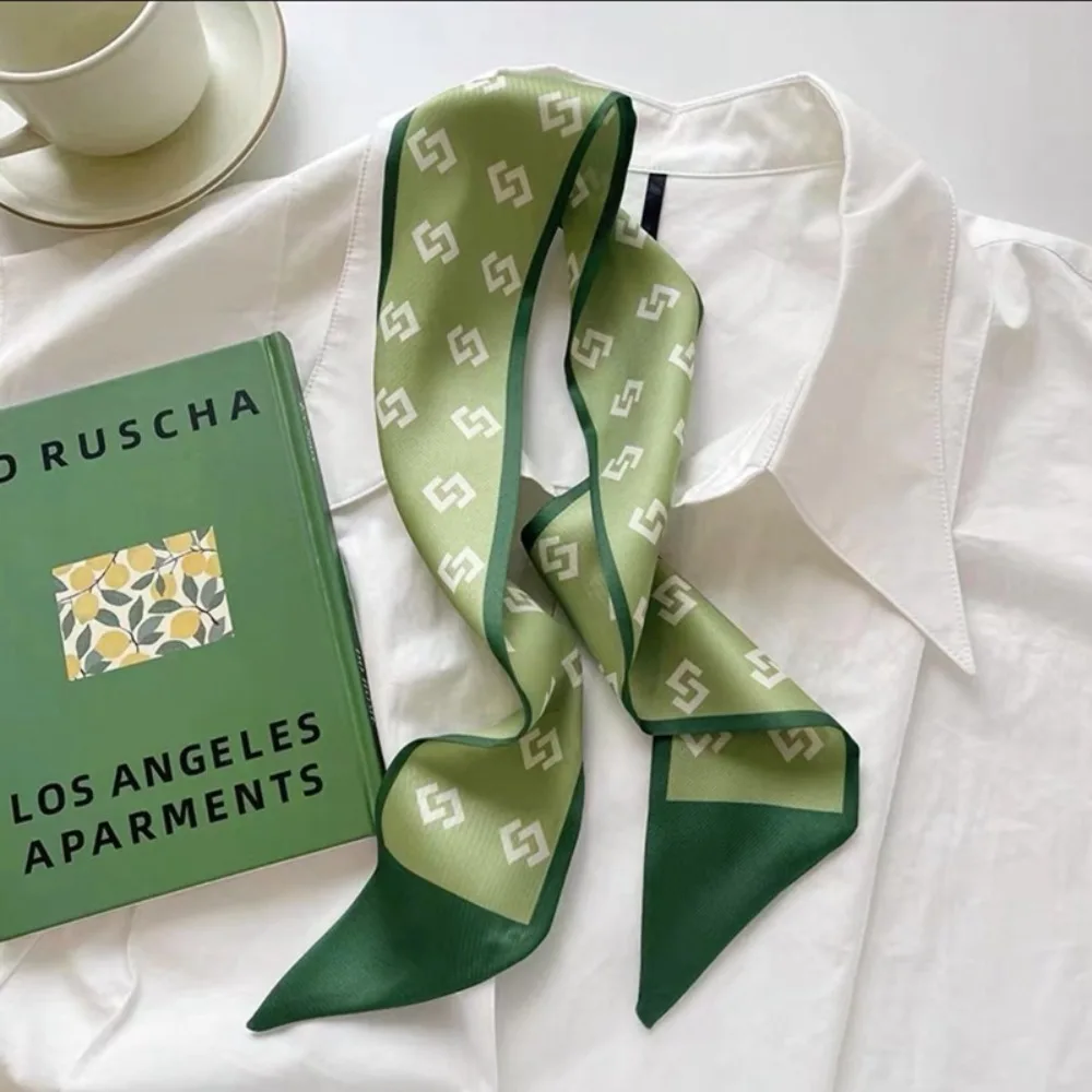 

Fashion Multi-Function Thin Scarf Letters Print Decorative Neckerchief Handle Bag Ribbons