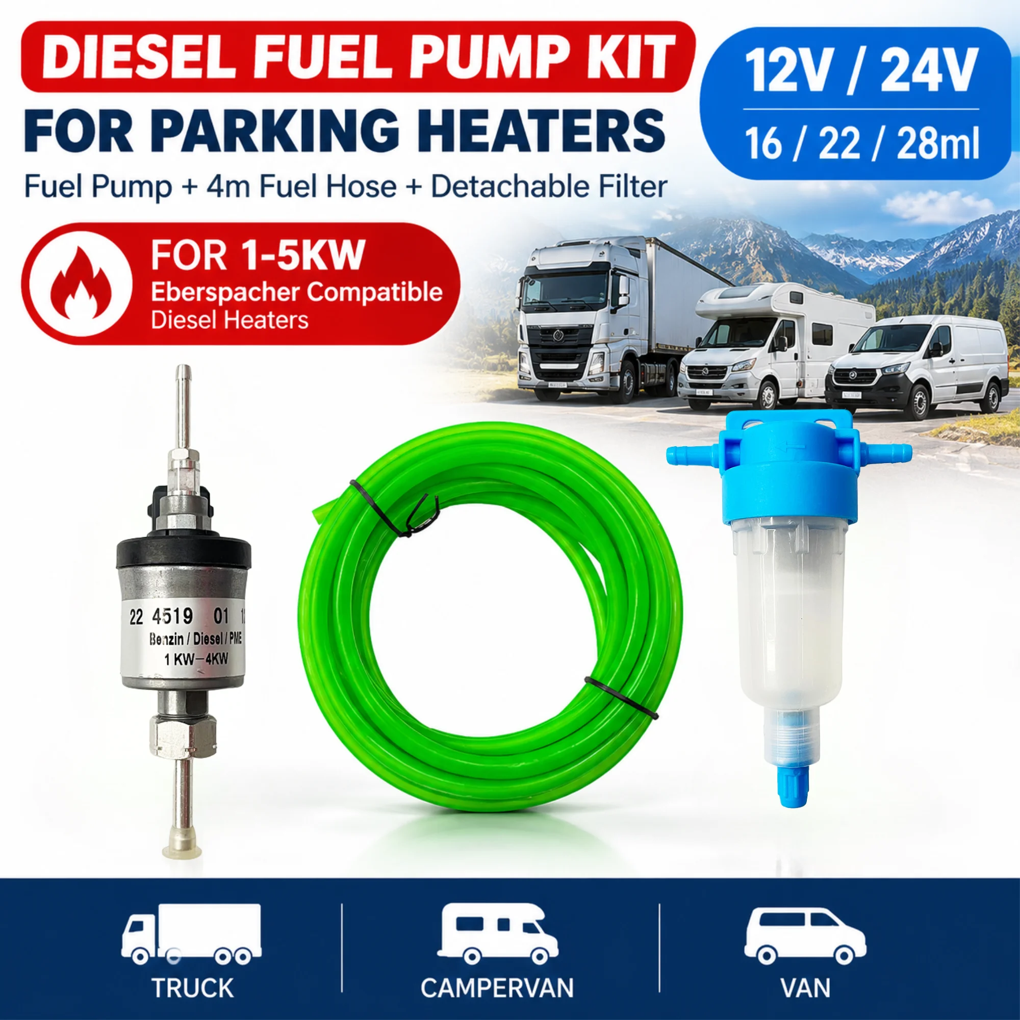 16/22/28ml Parking Heater Diesel Fuel Pump Set