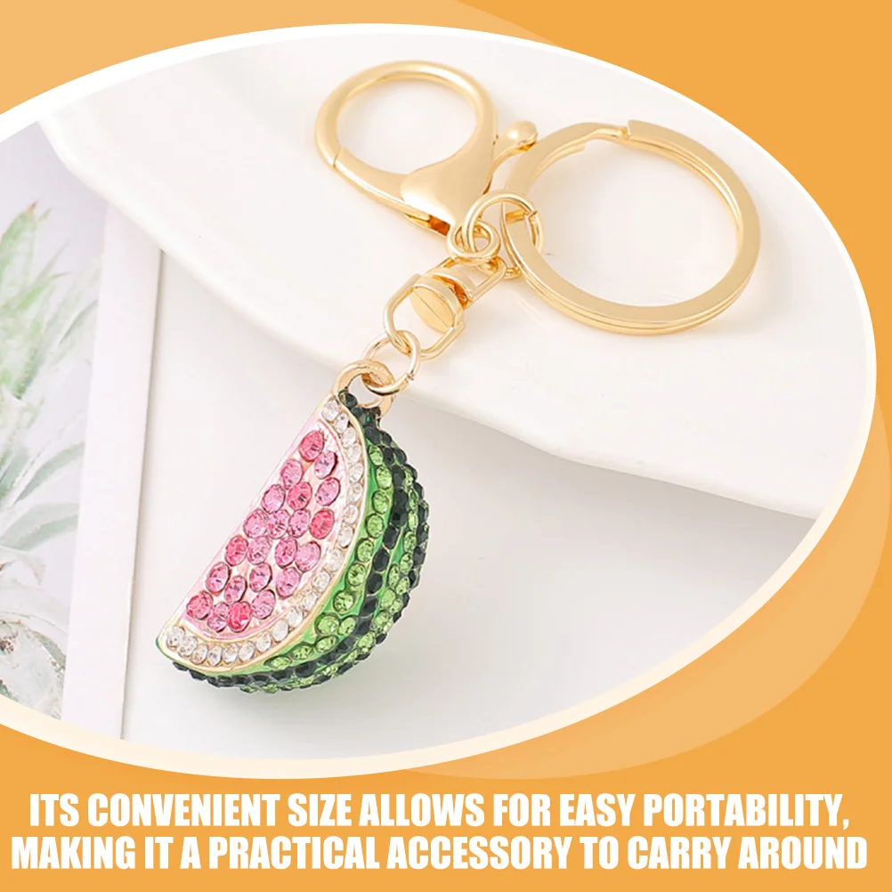 Zinc Alloy Watermelon Keychain Enamel Pendants Bling Rhinestone Keyrings Decor Bag Hanging nament Mini Watermelon Charm Fruit