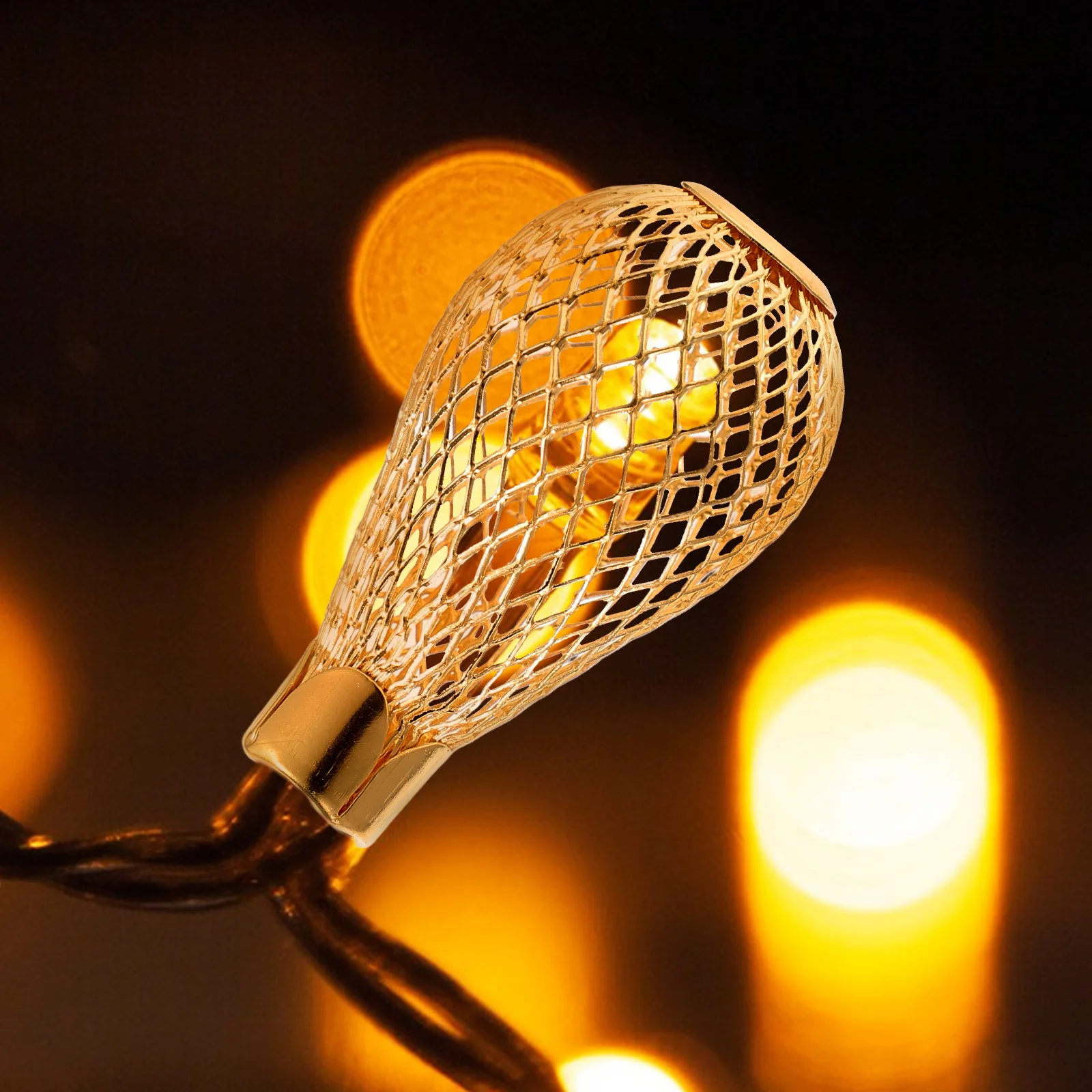 20 pezzi di coperture per corde di luce natalizia mini paralumi in ferro cavo gabbia metallica fai da te paralume pendente per decorazioni per feste di Natale