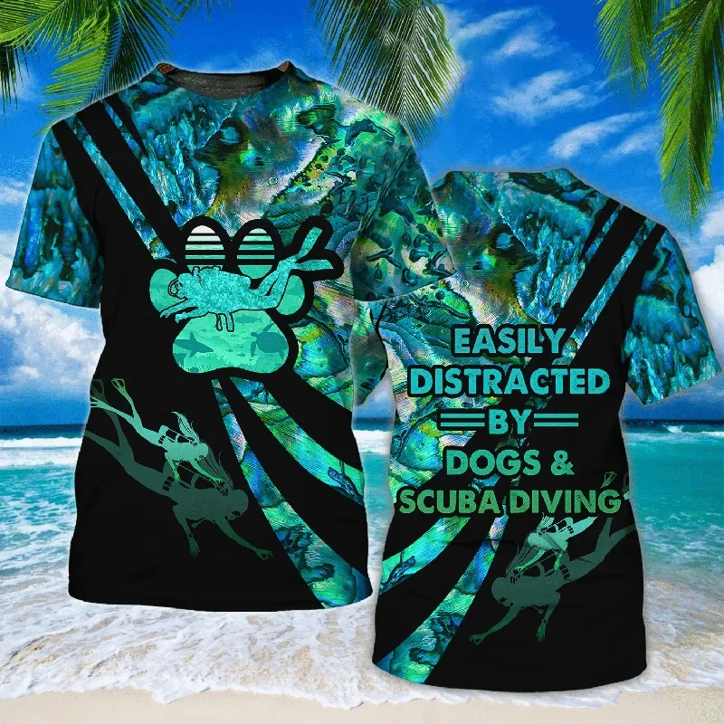 Diving Series Graphic T Shirts For Men Summer O-neck T-shirt Casual Short Sleeve Oversized Tops Fashion Streetwear Mens Clothes