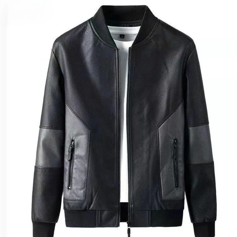 ربيع جديد للرجال عادية مقاوم للماء البيسبول الدافئة نمط كبير الحجم سترة جلدية ملابس خارجية عصرية