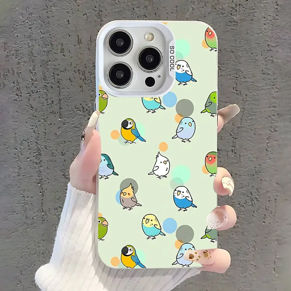 Custodia per telefono Chubby Cockatiel Parrot BirdS per iPhone 17,16,15,14,13,12,11,Pro,Max,Plus,SE,Air,Mini Paraurti bianco anticaduta