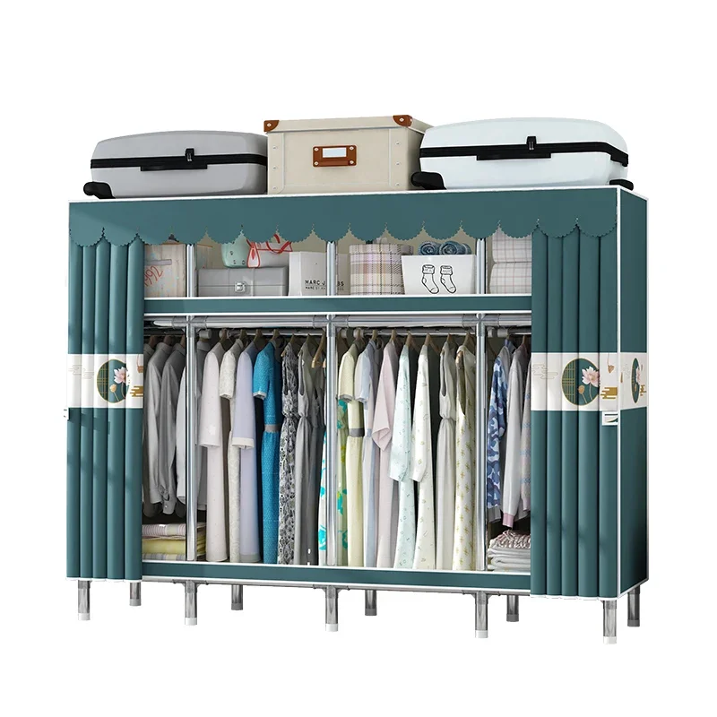 

'205cm Big Size Free Standing Metal Organizer Closets Commercial Wholesale 4 Columns Saving Space Clothes Wardrobes