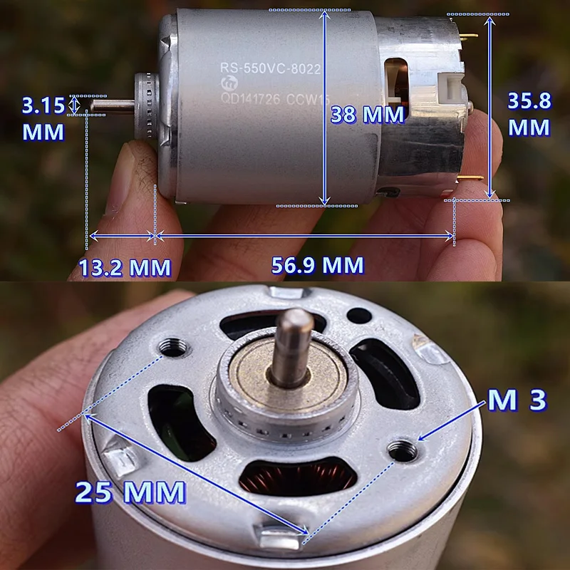 RS-550VC-8022 MABUCHI CCW15 DC 12V 20000RPM High Speed Power Micro Motor Cooling Fan DIY Electric Cordless Drill Garden Tools