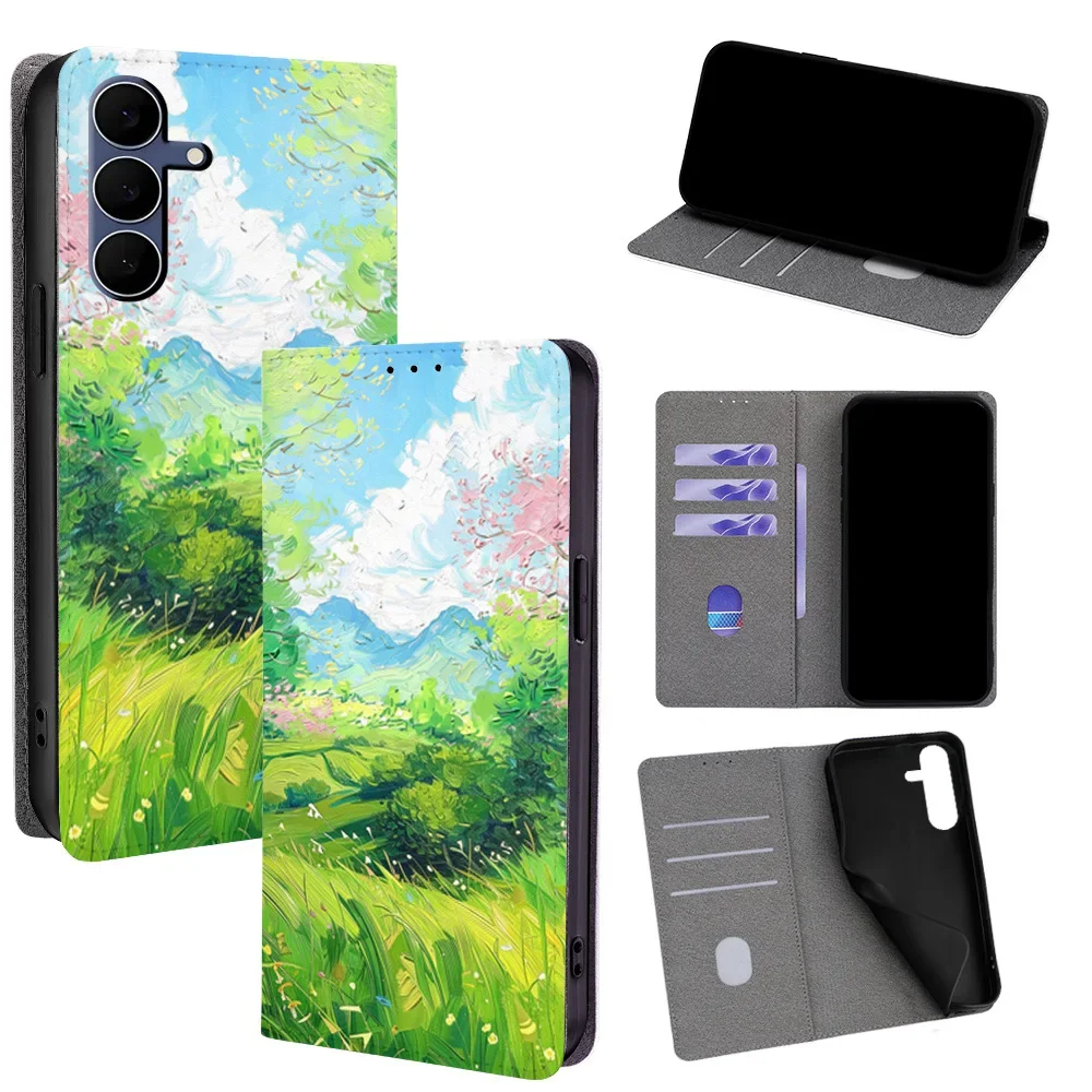 

Magnetic Colorful Flip Phone Cover for Samsung Galaxy S10 S20 S21 S22 S23 FE S24+ S25 Ultra with Built-in Wallet Card Case Slots