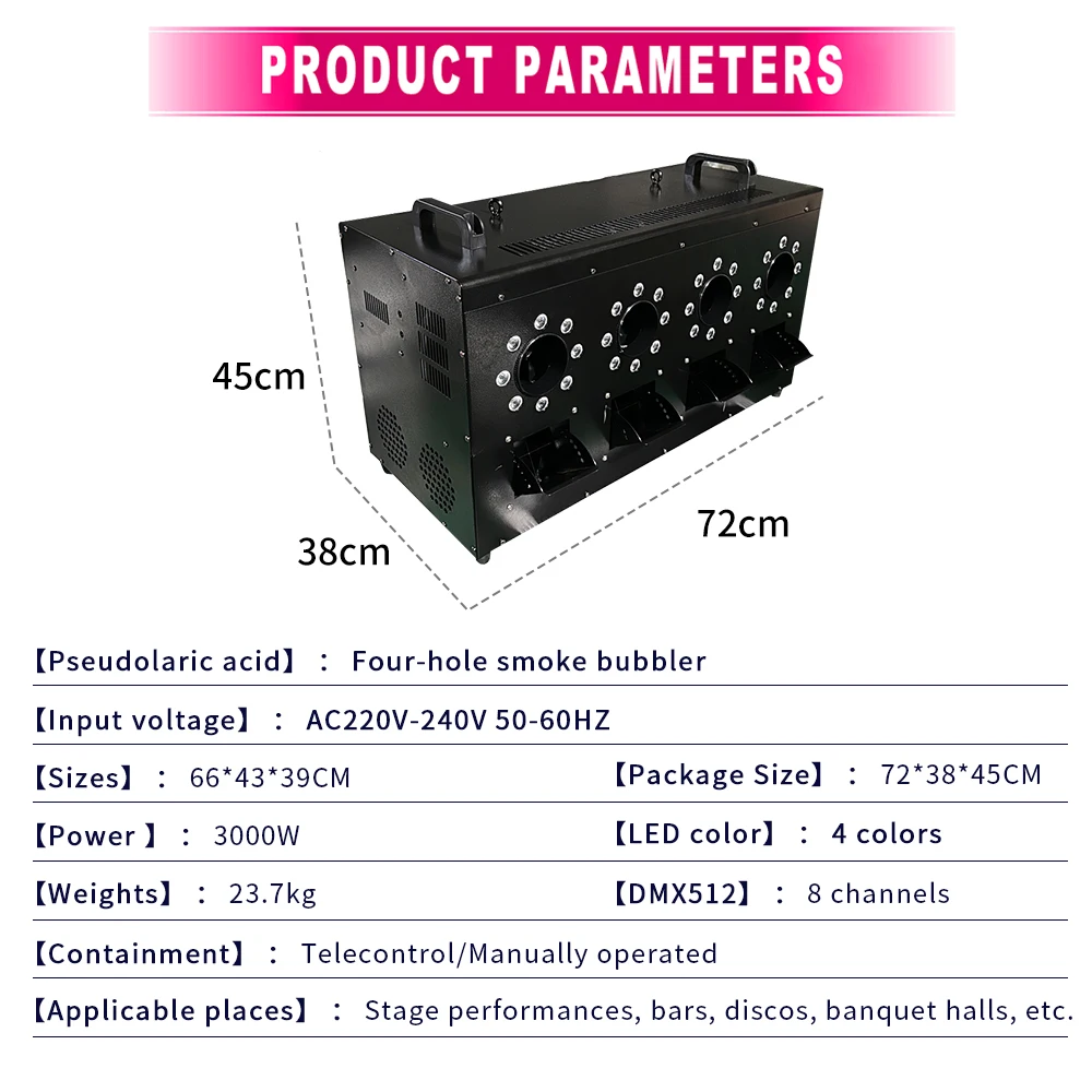 3000W LED 4 Output Smoke Bubble Machine Performance Special Effect  Machine Wedding Atmosphere Fog Bubble Jet Machine DJ Events