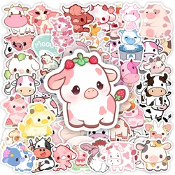 Cute Cartoon Pink Cow Adesivos, DIY Decal Decorativo Graffiti para Telefone, Bagagem, Laptop, Garrafa, Scrapbook, Impermeável, Presente Kawaii